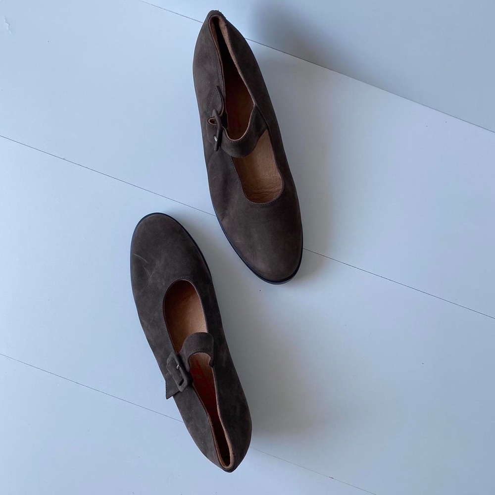 Brown Suede Zante Mary Jane Wedges - Picture 4 of 8